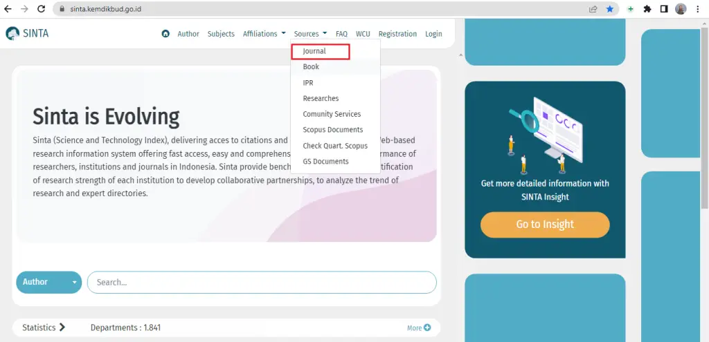 Ke menu "Sources" dan pilih "Journal"