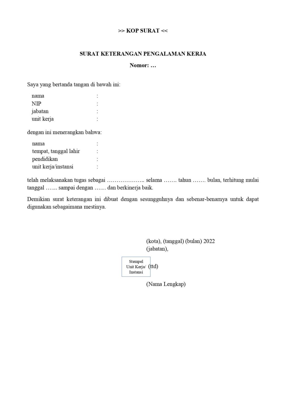 Format Surat Keterangan Pengalaman Kerja Seleksi Pppk The Best Porn