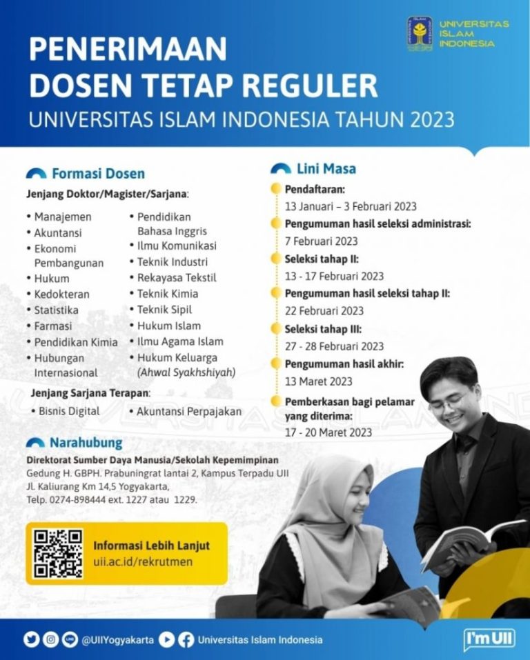 Rekrutmen Dosen UII 2023, Akan Ditutup Awal Februari Ini!