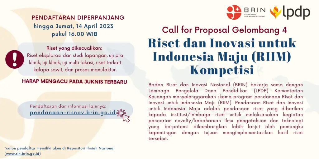 Riset dan Inovasi untuk Indonesia Maju Diperpanjang