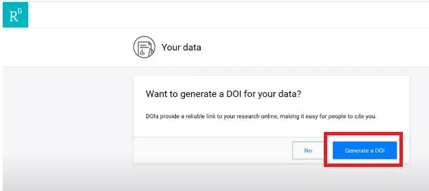klik tombol “Generate a DOI”
