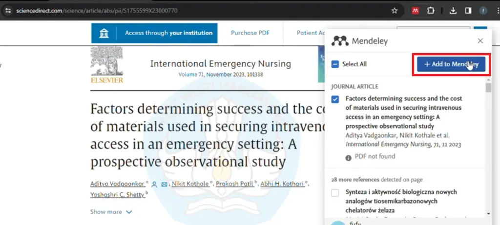 Klik Add to Mendeley