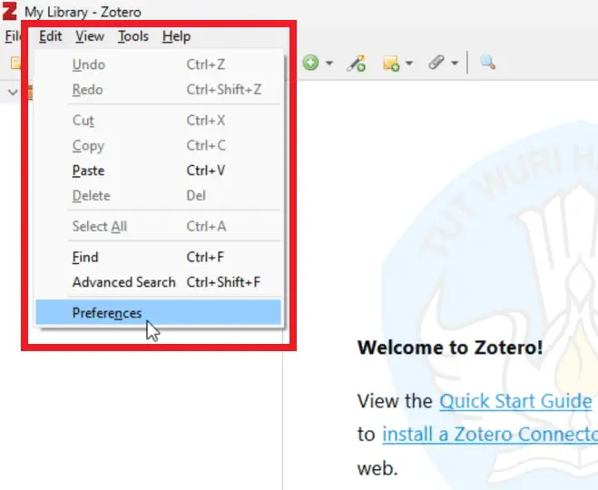klik "References" pada Zotero