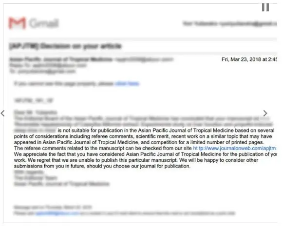 alasan jurnal ditolak