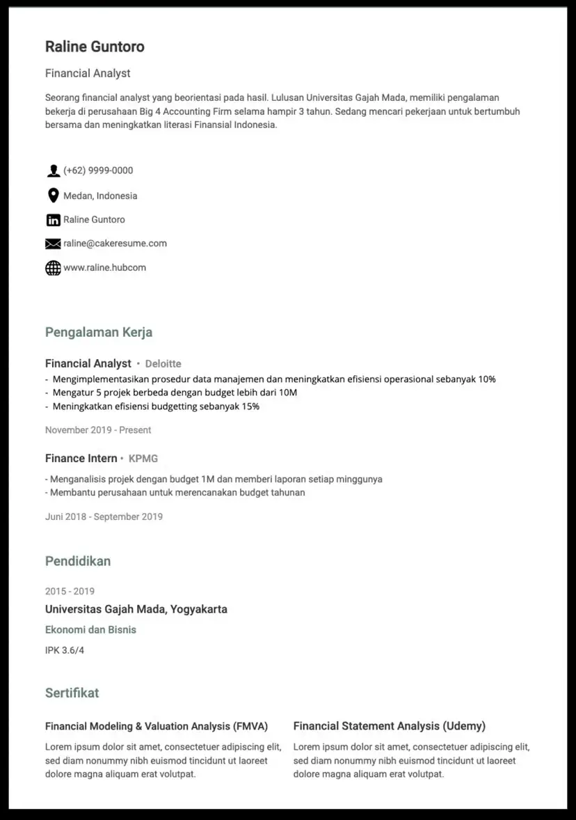 contoh curriculum vitae beasiswa