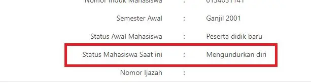 Status mahasiswa "Mengundurkan Diri" di PDDIKTI