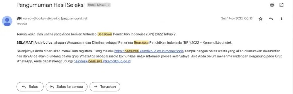 pengumuman hasil seleksi beasiswa bpi