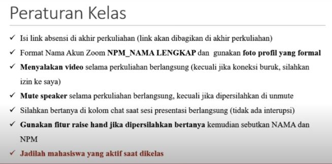 peraturan kelas