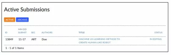 status artikel dari “In Editing”