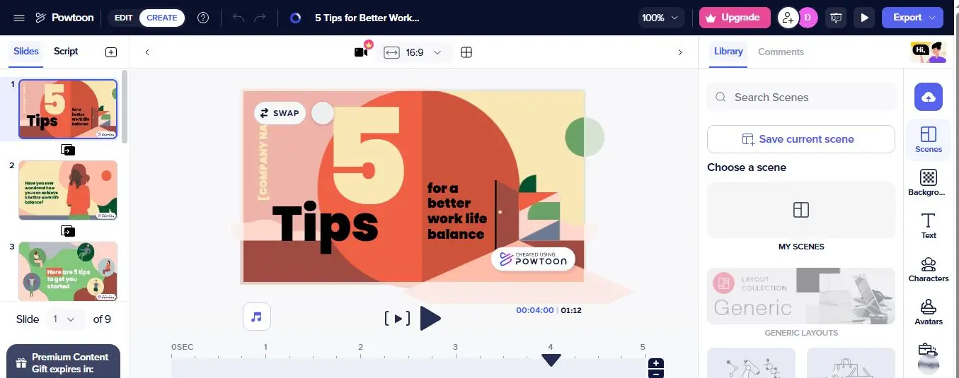 mengedit video pembelajaran di Powtoon AI